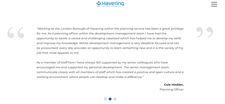 London Borough of Havering Planning directorate: employee testimonial quote