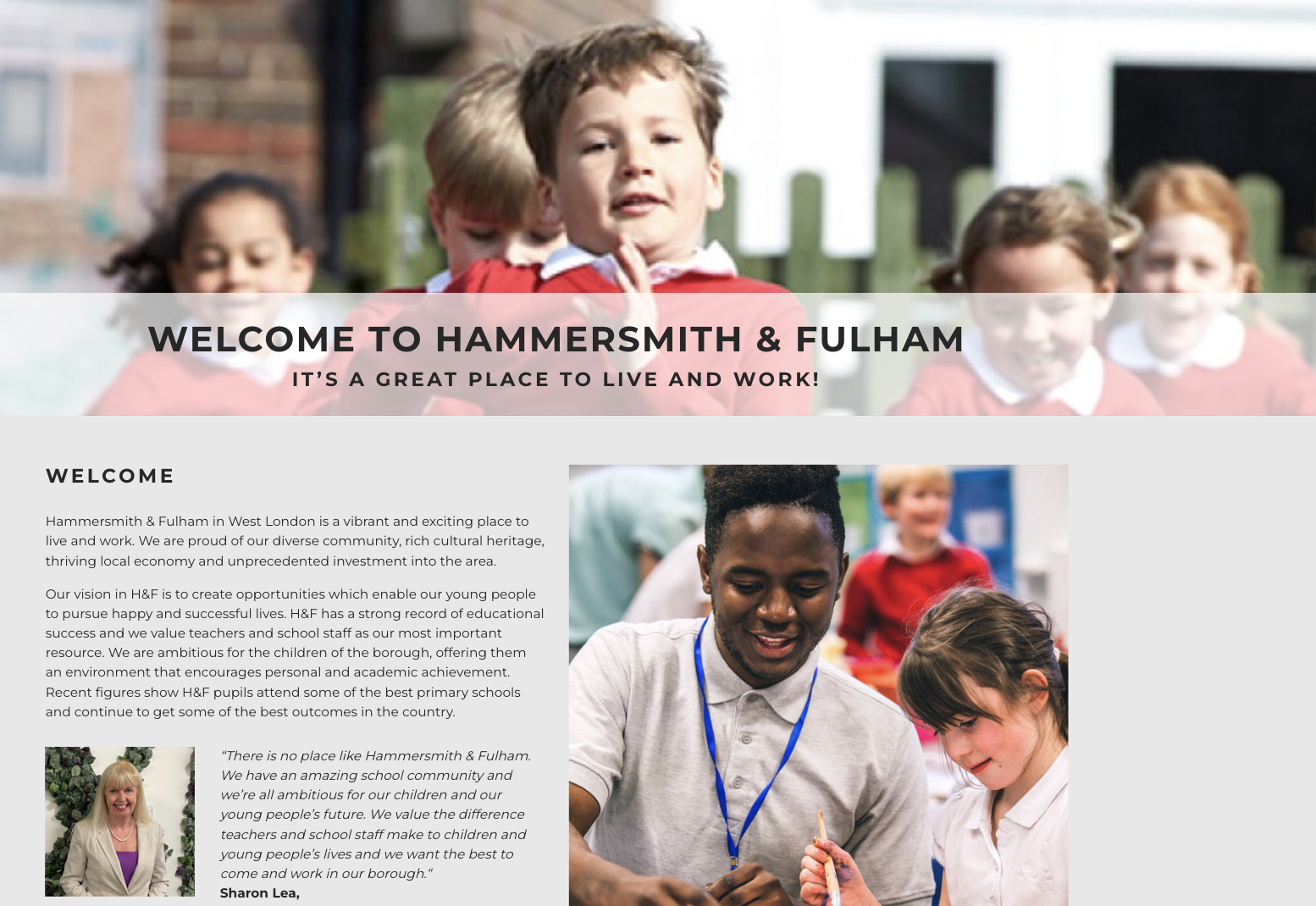 Hammersmith & Fulham careers home page screenshot