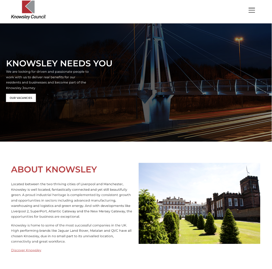 knowsley1 Knowsley council careers site homepage screenshot